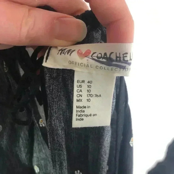 H&M X Coachella Boho Romper Boho Desert Black White Geometric Women's Size 10 - Picture 8 of 11